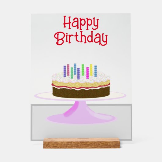 ハッピーバースデーケーキとキャンドルのアクリルの看板 アクリルサイン (正面)
