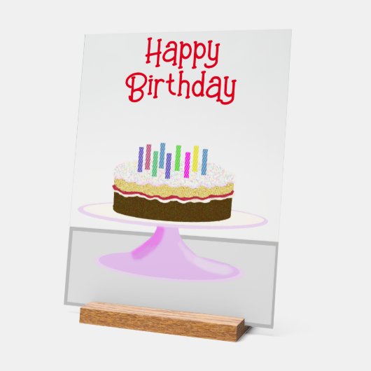 ハッピーバースデーケーキとキャンドルのアクリルの看板 アクリルサイン (傾斜)