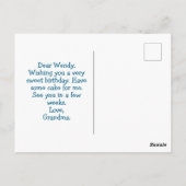 ハッピーバースデーケーキとフェスティバルイチゴ ポストカード (裏面)