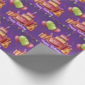 ハッピーバースデーケーキとプレゼント ラッピングペーパー (角)