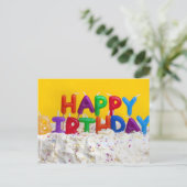 ハッピーバースデーケーキとメッセージ ポストカード (スタンド正面)