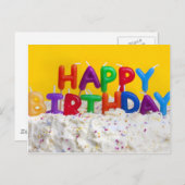 ハッピーバースデーケーキとメッセージ ポストカード (正面/裏面)