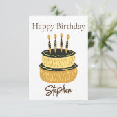 ハッピーバースデーケーキイラストレーションミニマル誕生日 カード (スタンド正面)