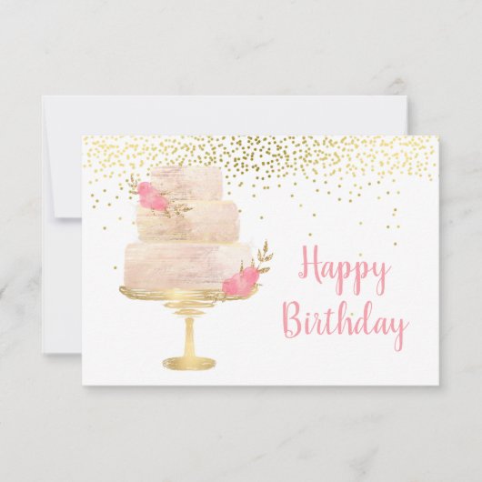 ハッピーバースデーケーキウォーターカラーカード (正面)