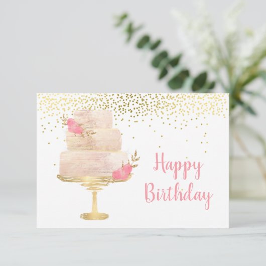 ハッピーバースデーケーキウォーターカラーカード (スタンド正面)