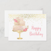ハッピーバースデーケーキウォーターカラーカード (正面/裏面)