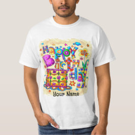 ハッピーバースデーケーキカスタム誕生日Tシャツ Tシャツ