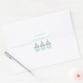 ハッピーバースデーケーキカップケーキとキャンドルシール スクエアシール (封筒)