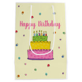 ハッピーバースデーケーキキャンドルお洒落 ミディアムペーパーバッグ (裏面)
