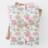 ハッピーバースデーケーキキャンドルと斑模様 ラッピングペーパーシート (インサイチュ)