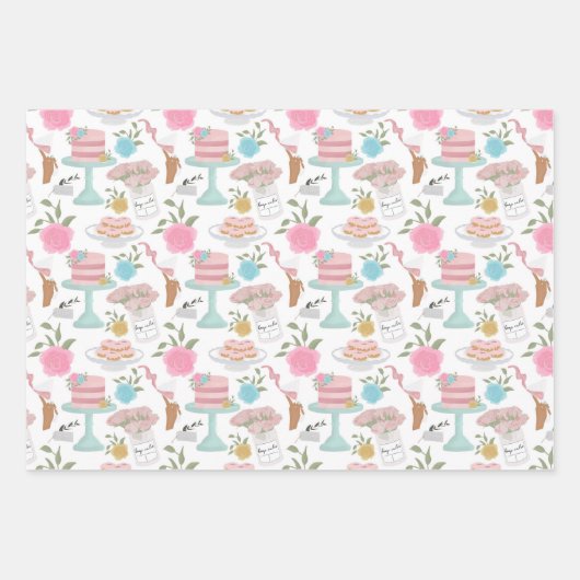 ハッピーバースデーケーキキャンドルと斑模様 ラッピングペーパーシート (正面)