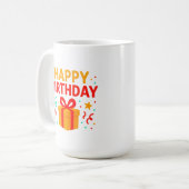 ハッピーバースデーケーキグラフィック コーヒーマグカップ (正面左)
