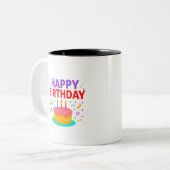 ハッピーバースデーケーキグラフィック ツートーンマグカップ (正面左)