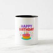 ハッピーバースデーケーキグラフィック ツートーンマグカップ (中央)