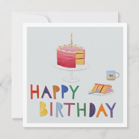 ハッピーバースデーケーキコラージュ カード (正面)