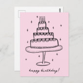 ハッピーバースデーケーキスケお洒落ッチドードル ポストカード (正面/裏面)