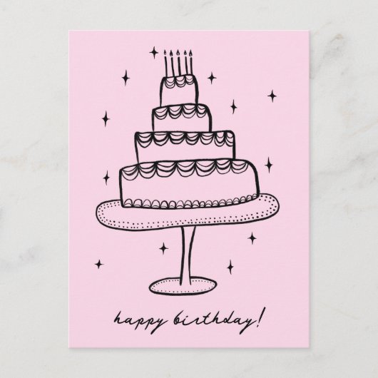 ハッピーバースデーケーキスケお洒落ッチドードル ポストカード (正面)