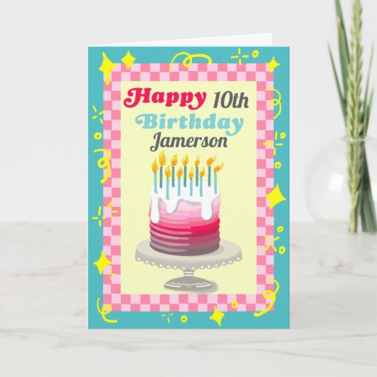 ハッピーバースデーケーキスタックのおもしろいカスタマイズ カード (正面)