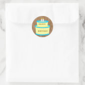 ハッピーバースデーケーキステッカー ラウンドシール (バッグ)