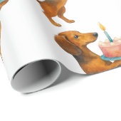 ハッピーバースデーケーキダックスシャント子犬ウィーナー犬 ラッピングペーパー (ロールコーナー)