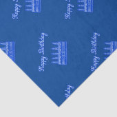 ハッピーバースデーケーキネオンブルーサイン文字とケーキ 薄葉紙 (詳細)