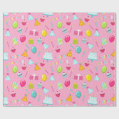 ハッピーバースデーケーキバルーンろうそくプレゼントアクア ラッピングペーパー (フラット)