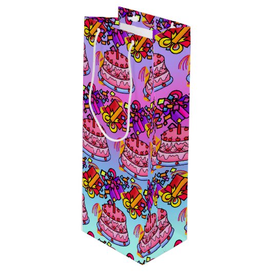 ハッピーバースデーケーキプレゼントパーティーワイン ワインギフトバッグ (正面アングル)