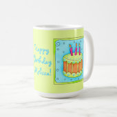 ハッピーバースデーケーキライムグリーンマグ コーヒーマグカップ (正面右)