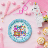 ハッピーバースデーケーキ名前をカスタムするプレート ペーパープレート (パーティー)