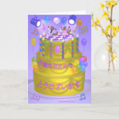 ハッピーバースデーケーキ日本の カード (黄色い花)