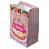 ハッピーバースデーケーキ風船と紙吹雪 ミディアムペーパーバッグ (裏面アングル)