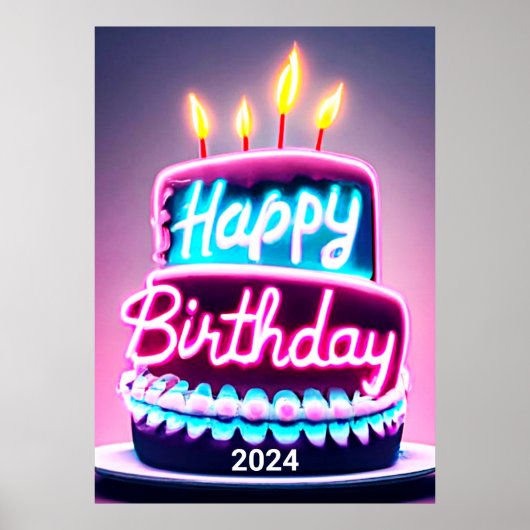ハッピーバースデーケーキ2024日パーティー ポスター (正面)