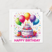 ハッピーバースデーケーキ カード (正面/裏面インサイチュ)