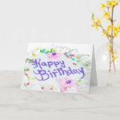 ハッピーバースデーケーキ カード (黄色い花)