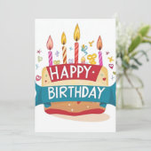 ハッピーバースデーケーキ&キャンドル誕生日 招待状 (スタンド正面)