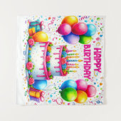 ハッピーバースデーケーキ タペストリー (正面(横))