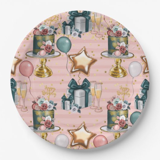 ハッピーバースデーケーキ ペーパープレート (正面)