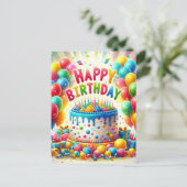 ハッピーバースデーケーキ ポストカード (スタンド正面)