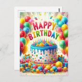 ハッピーバースデーケーキ ポストカード (正面/裏面)