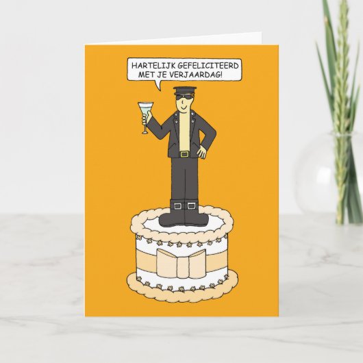 ハッピーバースデーゲイオランダマンオンザケーキマンガ カード (正面)