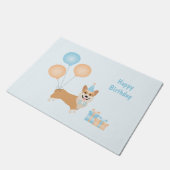 ハッピーバースデーコルギドッグ ドアマット (アングル)