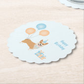 ハッピーバースデーコルギドッグ ペーパーコースター (アングル)