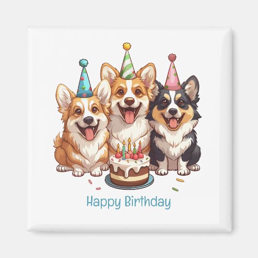 ハッピーバースデーコルギドッグ マグネット (正面)