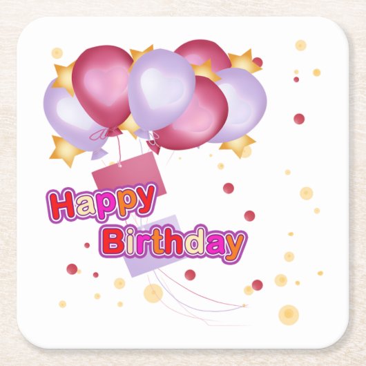ハッピーバースデーコースター スクエアペーパーコースター (正面)