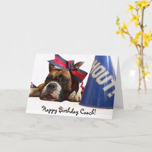 ハッピーバースデーコーチ応援ボクサーのグリーティングカード カード (黄色い花)