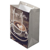 ハッピーバースデーコーヒーとハート ミディアムペーパーバッグ (正面アングル)