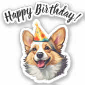 ハッピーバースデーコーンコルギ シール (正面)