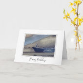 ハッピーバースデーコーンッシュ魚釣りボート カード (黄色い花)