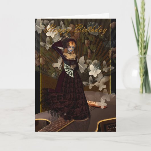 ハッピーバースデーゴシックガールとギタースペインのsty カード (正面)