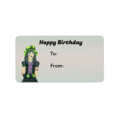 ハッピーバースデーゴシックガールタトゥーグリーンブラックヘア ラベル (正面)